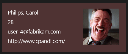 The user information (including the picture) is binded to a data source. This is how it looks in runtime.